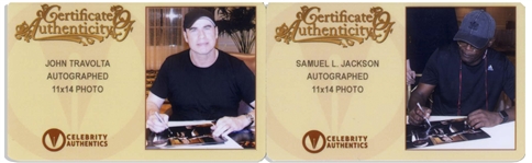 John Travolta and Samuel L. Jackson Signed 14'' x 11'' Photo From ''Pulp Fiction''